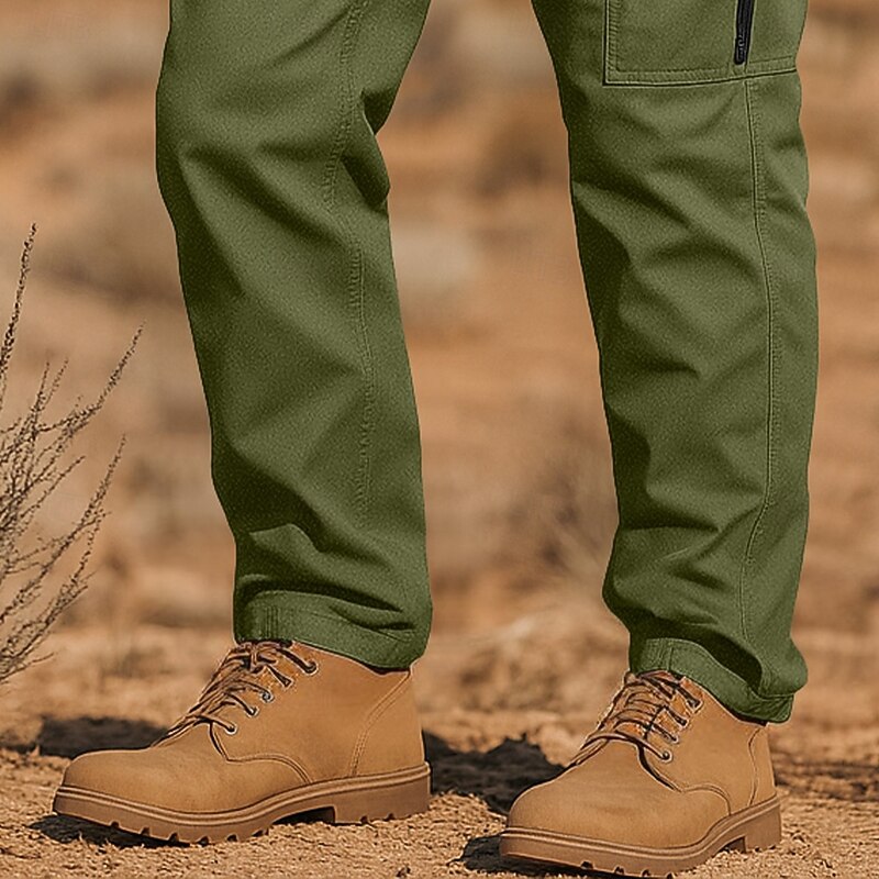 Men's Cargo Pants Trousers Drawstring Elastic Waist Multi Pocket Plain Wearable Full Length Outdoor Casual Daily Vacation Fashion Black Army Green Micro-elastic3