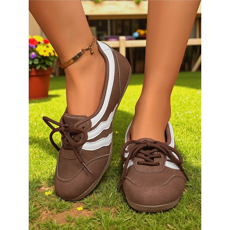 Women's Brown Lace-Up Casual Sneakers – Lightweight Shoes for Daily Walks, Travel and Weekend Outings4