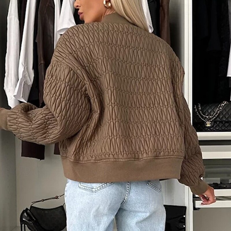 Women's Winter Jacket Parka Warm Comfortable Zipper Pocket Fashion Modern Casual Plain Going out Weekend Zipper Regular Collarless Regular Fit Long Sleeve Outerwear Black Navy Blue Apricot Winter4