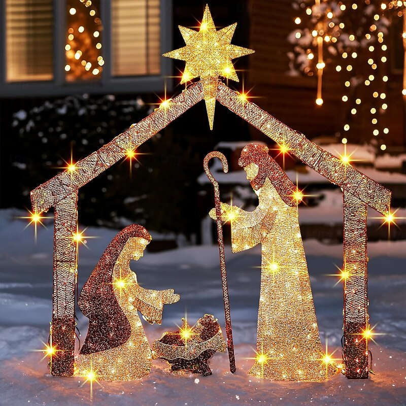 Christmas Decoration Christmas Glowing Nativity Scene Manger Scene Garden Fromt Yard Decoration Christmas Easter Ornaments