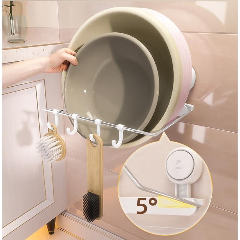 TAILI Suction Hooks Powerful, Washbasin Storage Rack Suction Shower Hook- Heavy Duty Hangers Waterproof Wall Hooks for Bathroom Kitchen Towel, Robe
