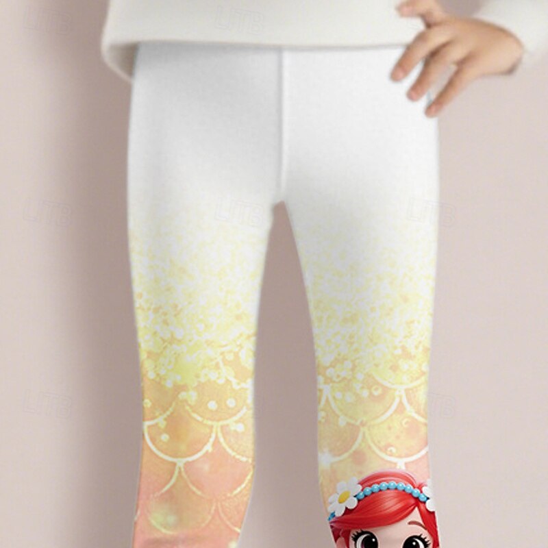 Girls' 3D Mermaid Pants Leggings Spring Fall Cute Basic Kids 4-12 Years Outdoor Casual Daily Regular Fit4