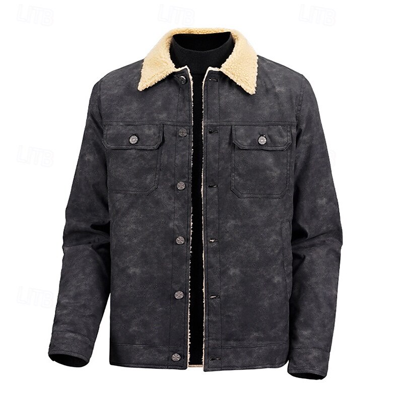 Men's Casual Jackets Hiking Jacket Fleece Jacket Cargo Jacket Winter Outdoor Thermal Warm Top Black Khaki Coffee Grey