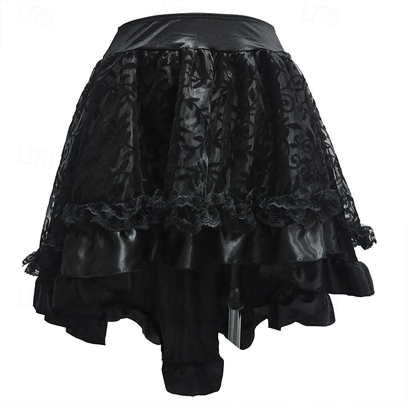 Retro Vintage Punk & Gothic Steampunk Skirt Goth Girl Flounced Fancy Dress Women's Fantasy Steampunk Masquerade Casual Daily Adults Skirt2