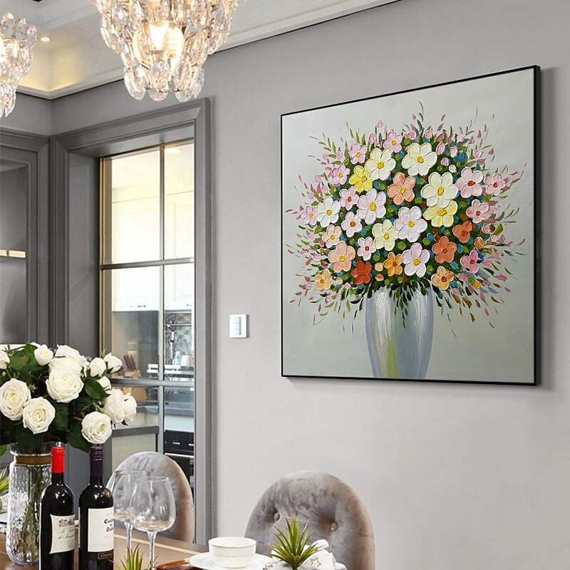 Mintura Handmade Flower Oil Paintings On Canvas Wall Art Decoration Modern Abstract Picture For Home Decor Rolled Frameless Unstretched Painting2