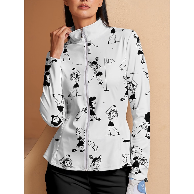 Women's Golf Jacket White Long Sleeve Top Ladies Golf Attire Clothes Outfits Wear Apparel4