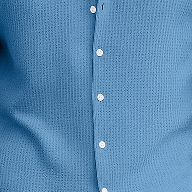 Men's Summer Shirt Button Down Shirt Casual Shirt Collared Shirt Waffle Knit Shirt White Yellow Red Blue Short Sleeve Plain Textured Notch Turndown Vacation Home Clothing Apparel Fashion Casual3