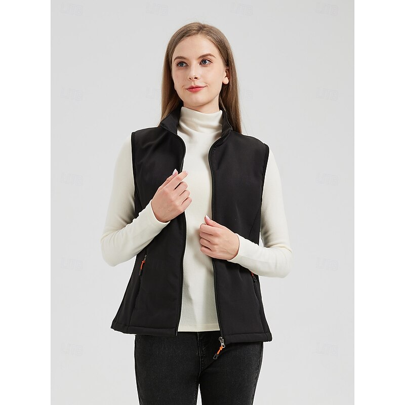 Women's Hiking Vest Fleece Vest Winter Vest Sleeveless Vest Top Outdoor Thermal Warm Waterproof Windproof Front Zipper Winter Basic POLY Black Ski / Snowboard Fishing Camping / Hiking / Caving3