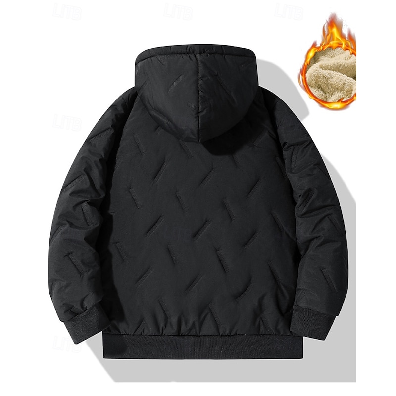 Kids Boys' Hoodie Jacket Puffer Jacket Outerwear Solid Color Long Sleeve Zipper Pocket Coat Outdoor Daily Black Gray Winter 4 years+2