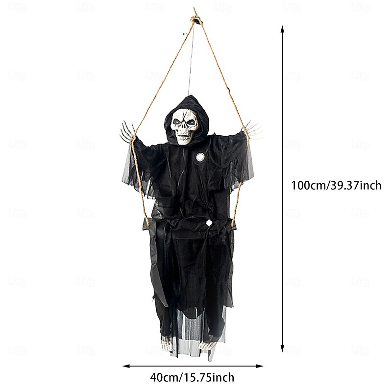 Outdoor Halloween Decor Scary Voice Effects LED Hanging Decor Decorations Outdoor Scary Skeleton with Light Up Eyes Swing Flying for Yard Garden Patio Cute Halloween Decor4