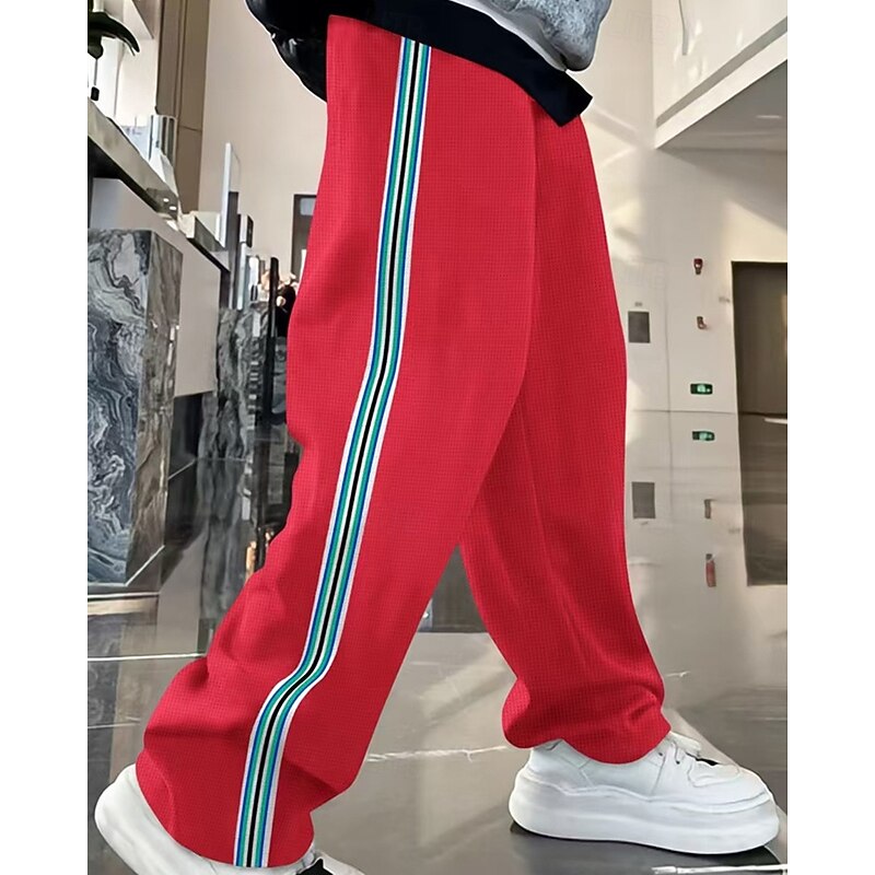 Men's Sweatpants Trousers Straight Leg Sweatpants Drawstring Pocket Elastic Waist Striped Comfort Sports Outdoor Daily Fashion Casual Dark Brown Black Micro-elastic3