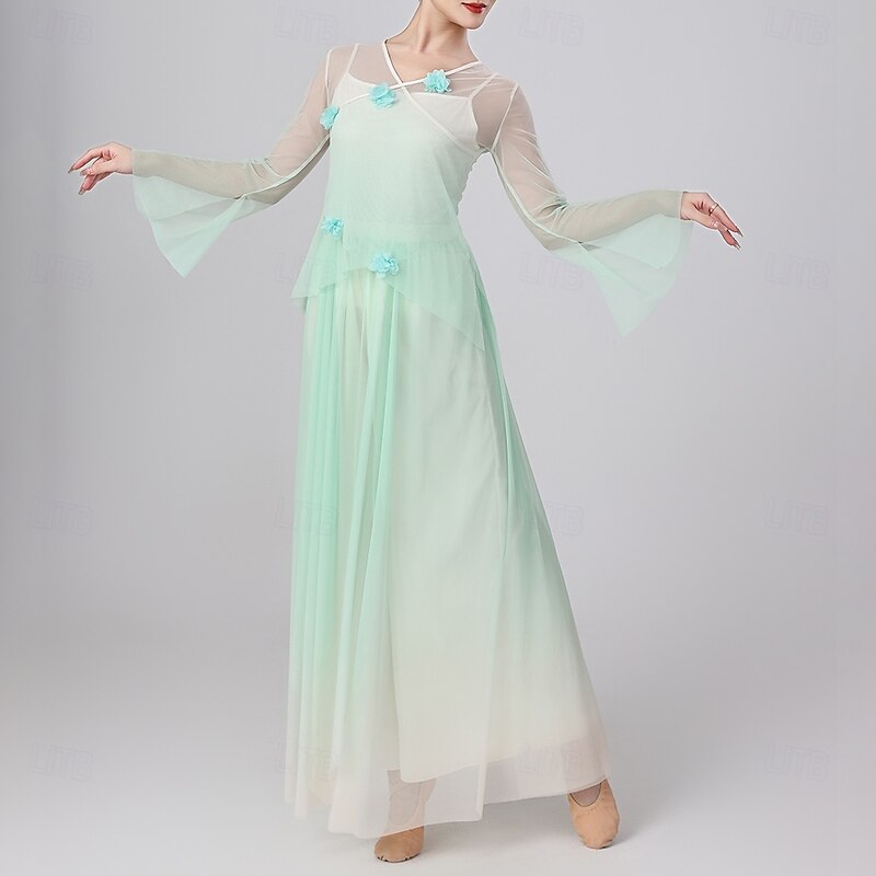 Activewear Skirts Splicing Tulle Women's Performance Training Long Sleeve High Polyester4