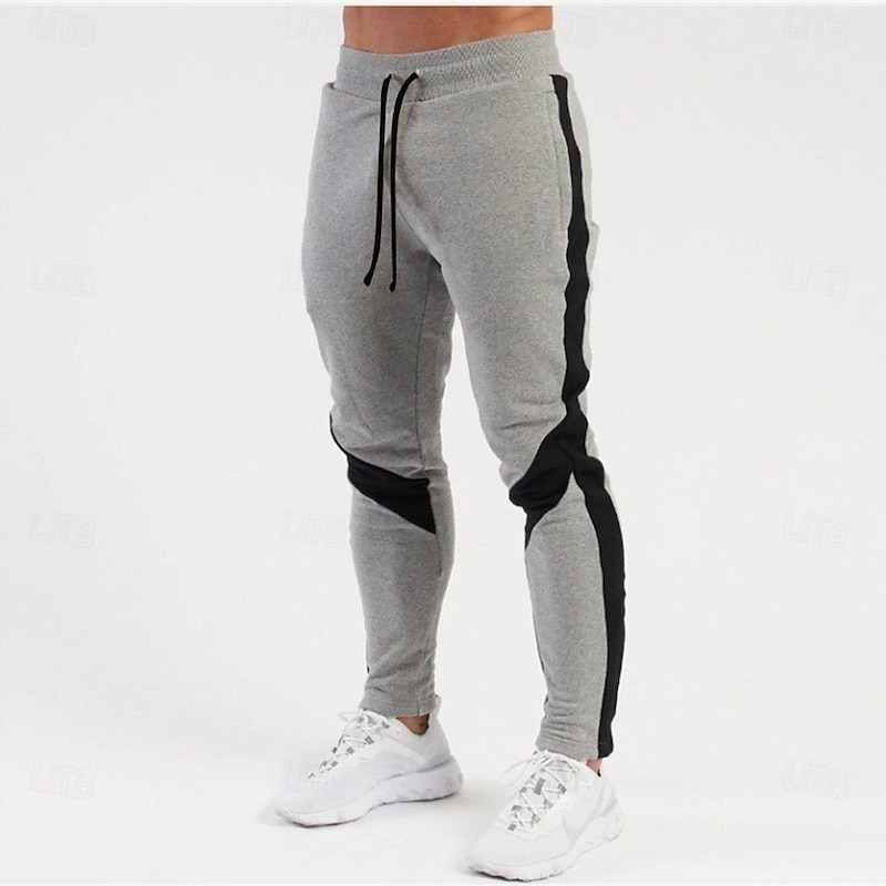 Men's Sweatpants Athletic Pants Active Pants Trousers Casual Pants Drawstring Elastic Waist Color Block Moisture Wicking Breathable Full Length Outdoor Daily Running Fashion Classic Style Black White