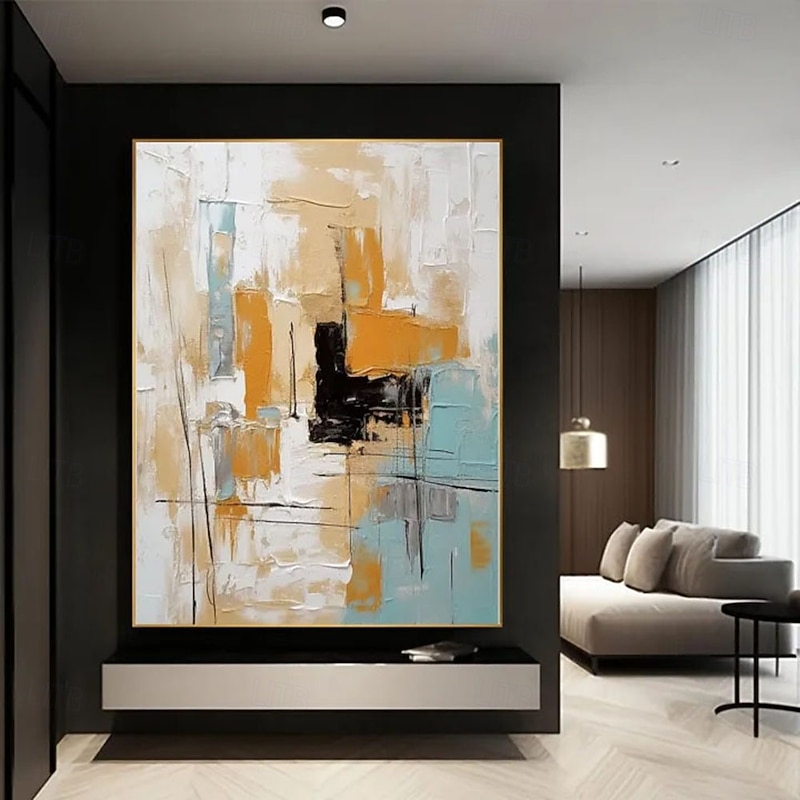 Handmade 3D Oil Painting Abstract Modern Artwork with Vibrant Color Palette and Rich Hues Created Using Impasto and Layered Brushstrokes Showcasing Geometric Patterns Art Wal Decor2