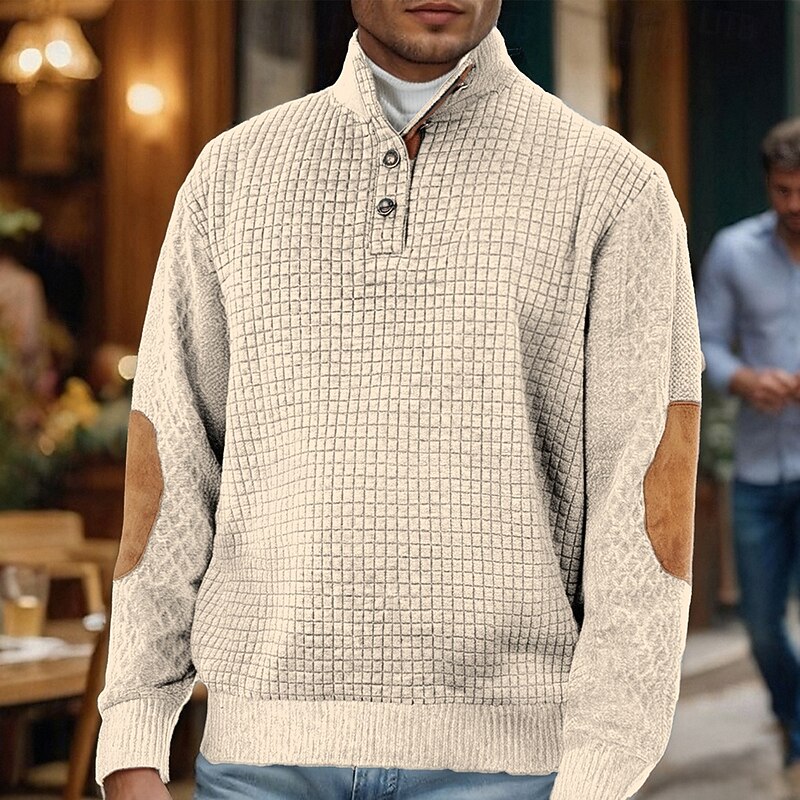 Men's Sweatshirt Black White Army Green Khaki Gray Standing Collar Color Block Jacquard Patchwork Sports & Outdoor Daily Holiday Polyester Streetwear Basic Casual Spring Cross-Seasons Clothing Apparel4