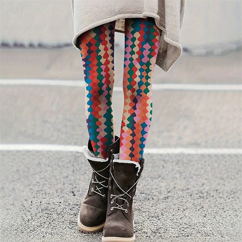 Women's Pants Trousers Leggings Cozy Leggings Streetwear Casual Full Length High Waist Graphic Elastic Waist Print Breathability Comfortable Stretchy Vacation Street Daily Wear Rainbow Summer Spring - Main Image