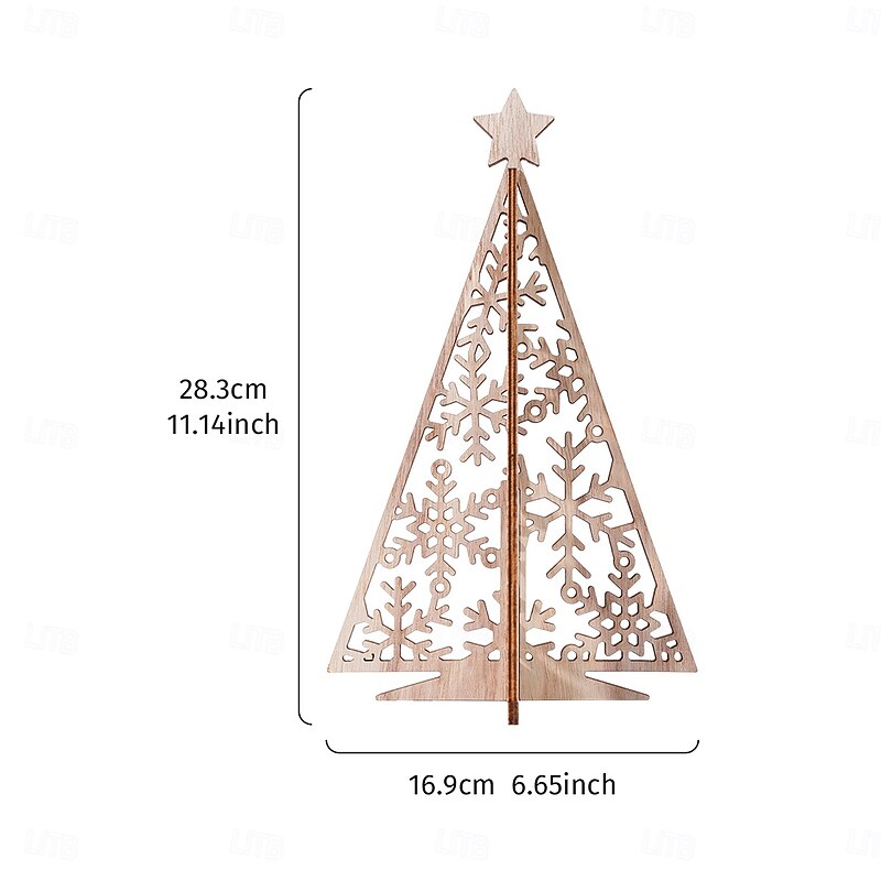 Wooden Christmas Tree Desktop Decorations, Simple Minimalist Wood Xmas Tree Ornaments for Home Decor, Party, Restaurant, Holiday Display, Store Window, and Gift4