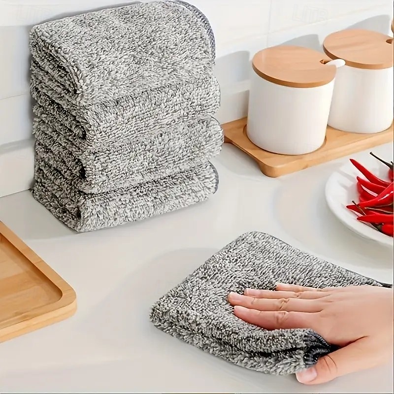 10/20PCS Super Absorbent Microfiber Cleaning Cloths – Thick, Quick-Dry Bamboo Charcoal Fiber Towels for Car and Kitchen Use – Reusable and Washable2