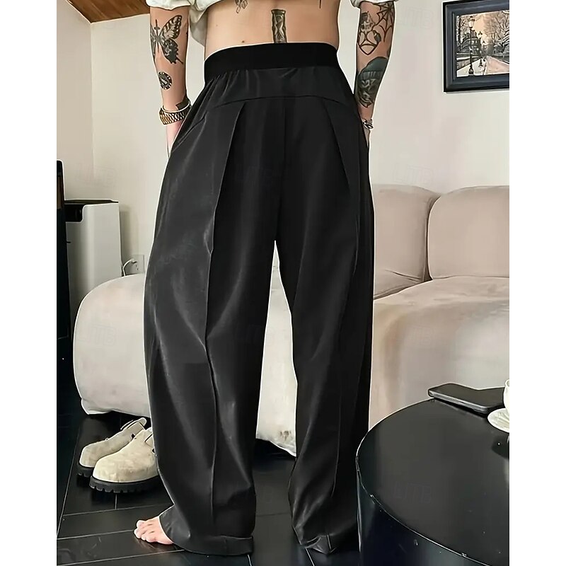 Men's Trousers Casual Pants Pocket Elastic Waist Plain Comfort Sports Outdoor Daily Fashion Casual Black Grey Micro-elastic4