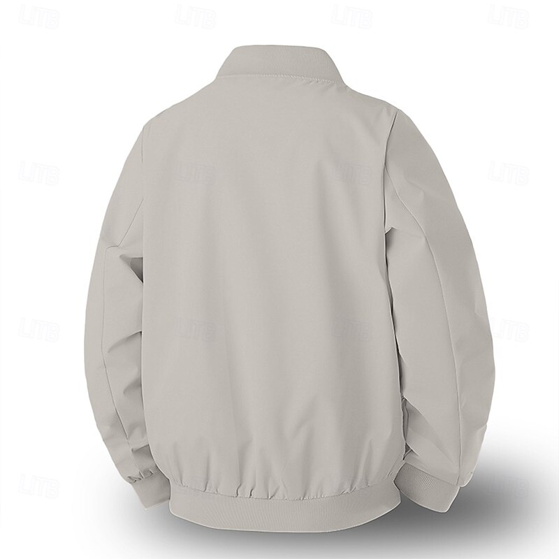 Men's Jacket Casual Jacket Outdoor Vacation Warm Zipper Pocket Fall Winter Plain Fashion Streetwear Standing Collar Regular Black Blue Army Green Beige Jacket2