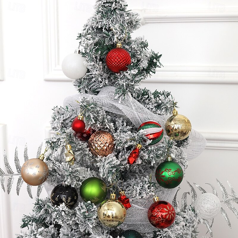 44 Pcs Christmas Tree Balls Baubles Ornaments 3cm 6cm Shatterproof Painted Electroplated Round And Shaped Xmas Decorations Gift Set For Holiday Tree Hanging Accessories4