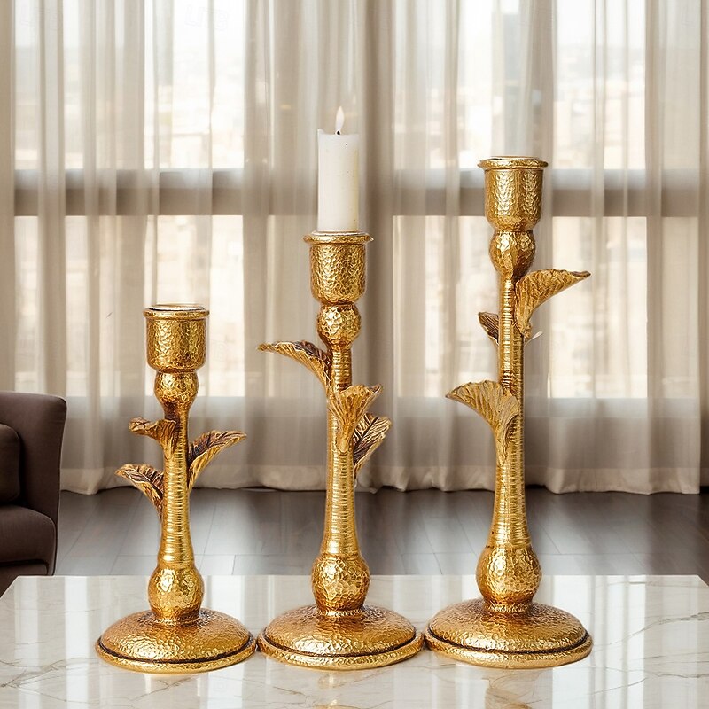 Vintage Resin Palm Tree Candle Holder – Decorative Home Accent for Tabletop, Ideal for Home, Hotel & Wedding Decor