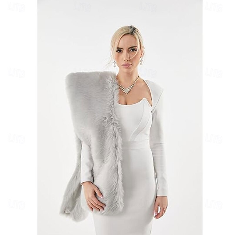 Women's Faux Fur Shawl Wraps Cloak Coat Sweater Cape for Evening Party2