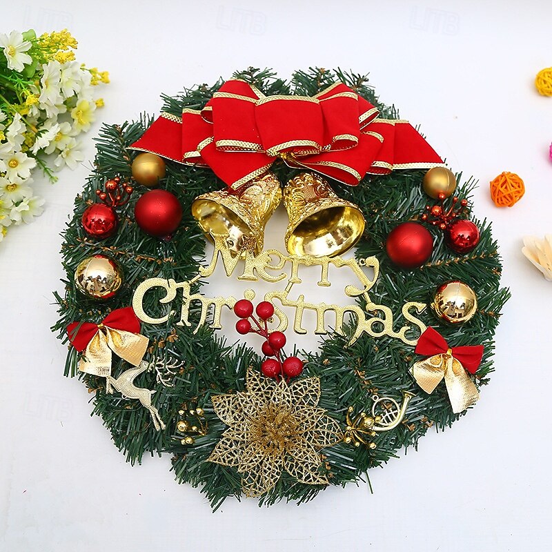 Christmas Wreath Greenery Garland for Front Door and Window Display, Holiday Vine Decoration for Home, Shop, Christmas Tree, Party Props3