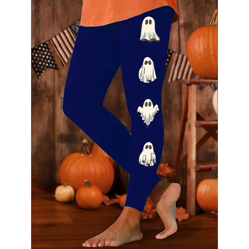 Women's Leggings Vacation Vintage Fashion Ankle-Length High WaistPantsHalloween Graphic Printing Thermal Warm Soft Breathable Stretchy Formal Outdoor Vacation Black Red Blue Green Spring Fall Slim Fit3
