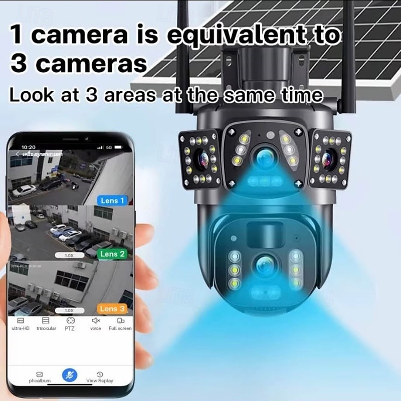 Solar-powered Wireless Wifi Outdoor Direction/Tilt Home Security Camera With Automatic Human Tracking Real-time Viewing Two-way Audio Cloud Storage And Advanced Home Security Monitoring.3