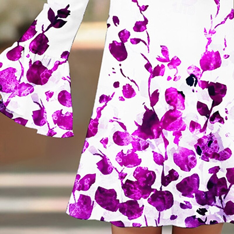 Girls' 3D Floral Dress Ruffle Dress Long Sleeve Summer Spring Vacation Daily Holiday Beautiful Sweet Kids 4-12 Years Casual Dress Knee-length Regular Fit4