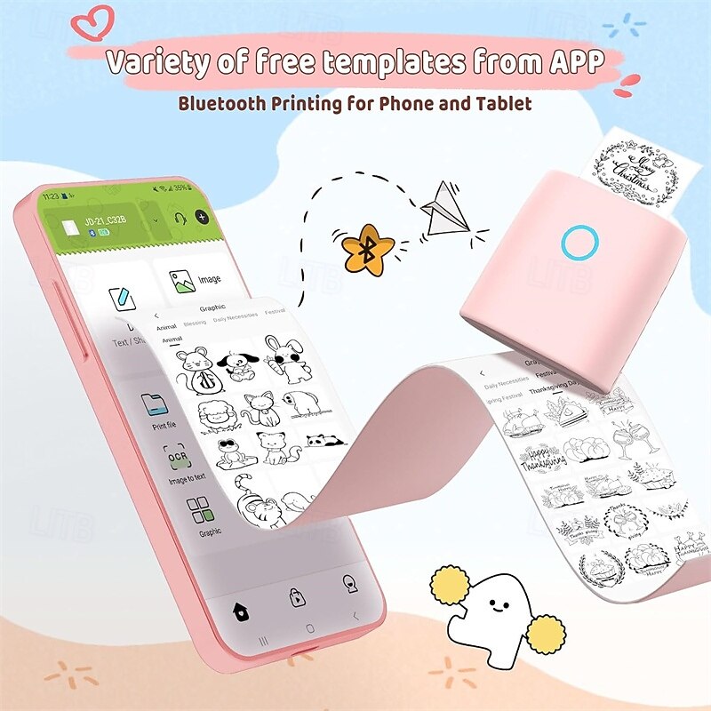 Mini Sticker Printer - Bluetooth Thermal Pocket Printer Inkless Portable for Study Notes Photos Memos Lists Work Plans DIY Gifts Journals3