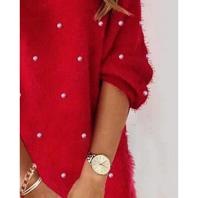 Women's Mini Dress Casual Dress Fashion Classic Modern Outdoor Vacation Holiday Regular Fit Plain Long Sleeve V Neck Red Summer3