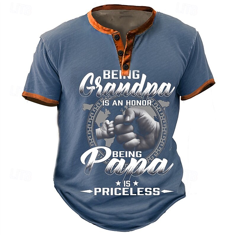 Men's Grandpa Graphic Tee "Being Grandpa is an Honor Being Papa is Priceless" Short Sleeve3