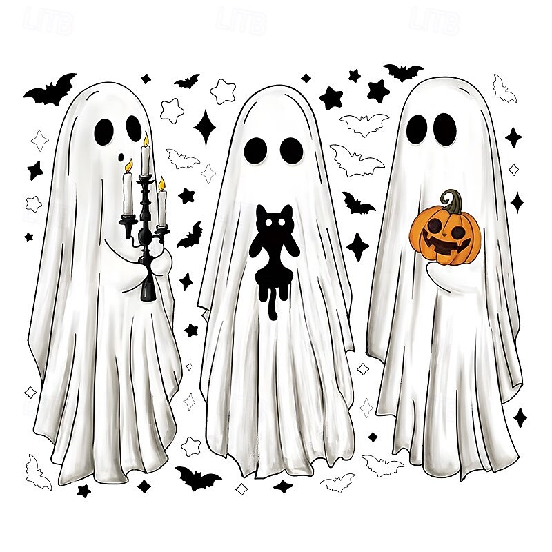 6 Sheet Halloween Window Clings Large Halloween Ghosts Window Decals Double Side Scary Ghosts Bat Stickers for Holiday Home Office School Decor Glass Decoration3