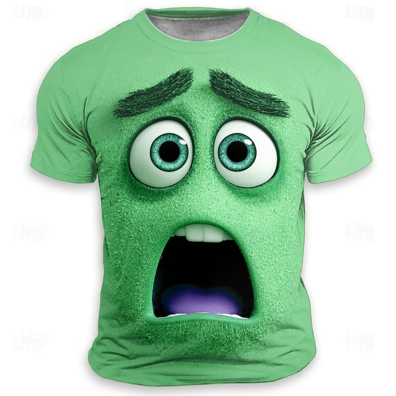 Men's 3D Funny Emotes T Shirt Short Sleeve T shirt 3D Print Crew Neck Shirt Exaggerated Designer Funny Party Street Casual Blue Purple Green Summer Spring All Seasons Clothing Apparel S M L XL XXL2