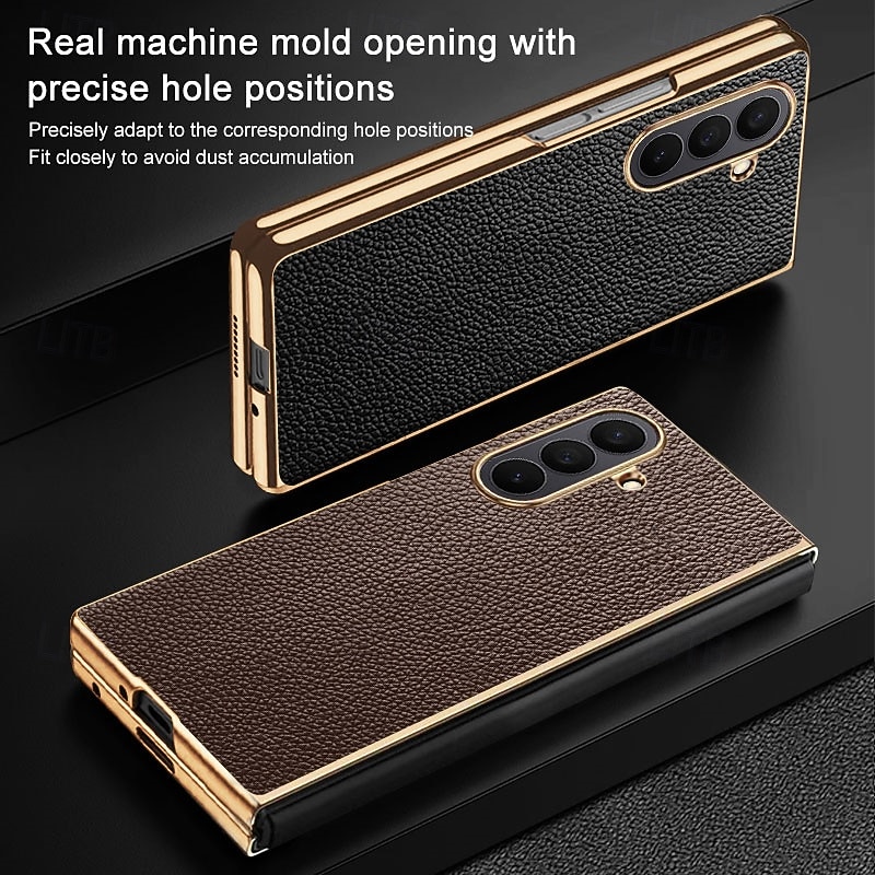 Phone Case For Samsung Galaxy Z Fold 7 Z Fold 6 Z Fold 5 Z Fold 4 Back Cover Shockproof Retro PC PU Leather4