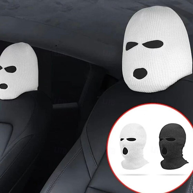 2pcs Personalized Funny Hat for Car Seat Headcover, Universal Car Headrest Protector Covers, Funny Personality Car Interior Decoration, Black & White