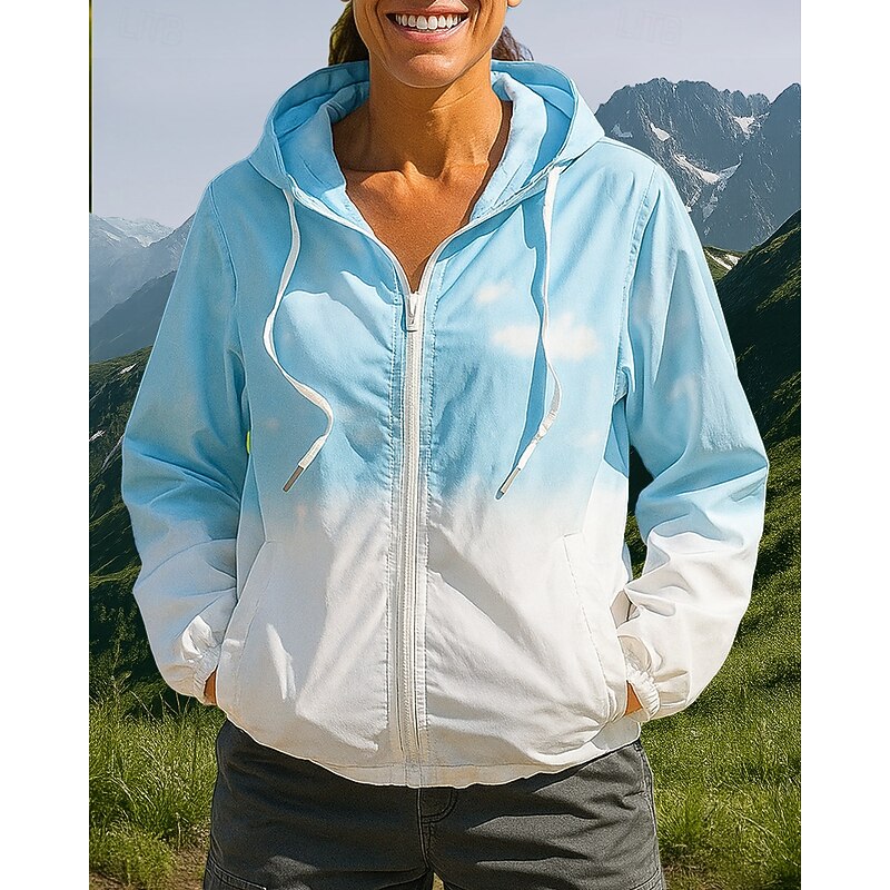 Women's Windbreaker Softshell Jacket Hiking Jacket Outdoor Waterproof Windproof Hiking Outfits Hiking Clothes Spring Autumn / Fall Top Camping / Hiking / Caving Running Gradient Pink Blue Light Green4