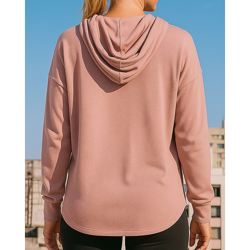 Women's Casual Sweatshirt Pullover Hoodie Drawstring Long Sleeve Top Athleisure Fall Solid Colored Fashion Outdoor Travel Sportswear Activewear Black Pink Burgundy2