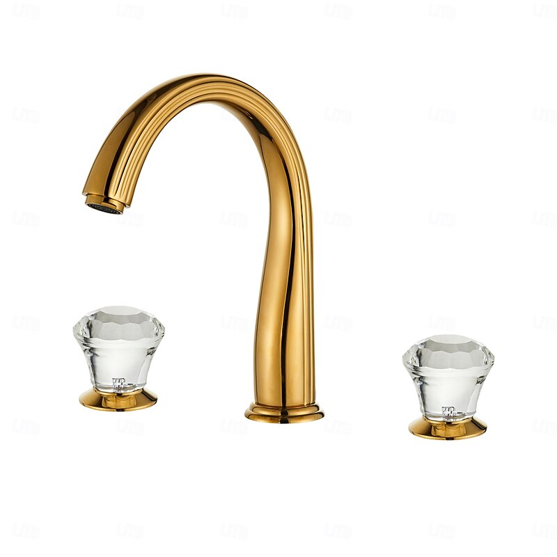 Bathroom Sink Faucet - Classic / Widespread Electroplated Widespread Two Handles Three HolesBath Taps