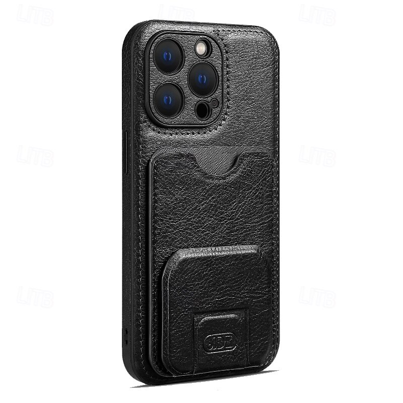 Phone Case For 16 15 14 Pro Max Plus 16e 13 Pro Max Back Cover Card Slot Shockproof Retro TPU PU Leather