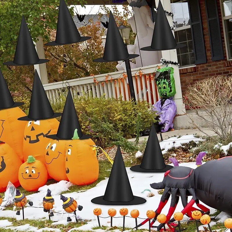 12PCS Halloween Black Witch Hat Decorations, Halloween Costume Accessories, Fantasy Party Hats for Halloween Parties and Festive Decor
