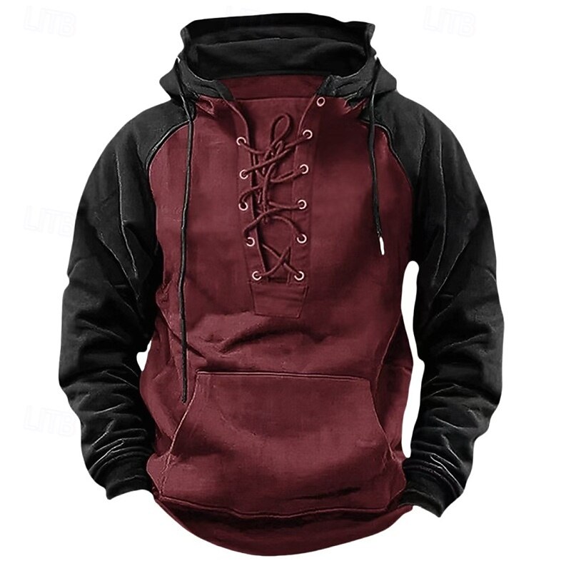 Men's Hoodie Tactical Hoodie Wine Red Black Army Green Navy Blue Khaki Hooded Plain Lace up Zipper Color Block Sports & Outdoor Casual Daily Streetwear Cool Sportswear Spring &  Fall Clothing Apparel3