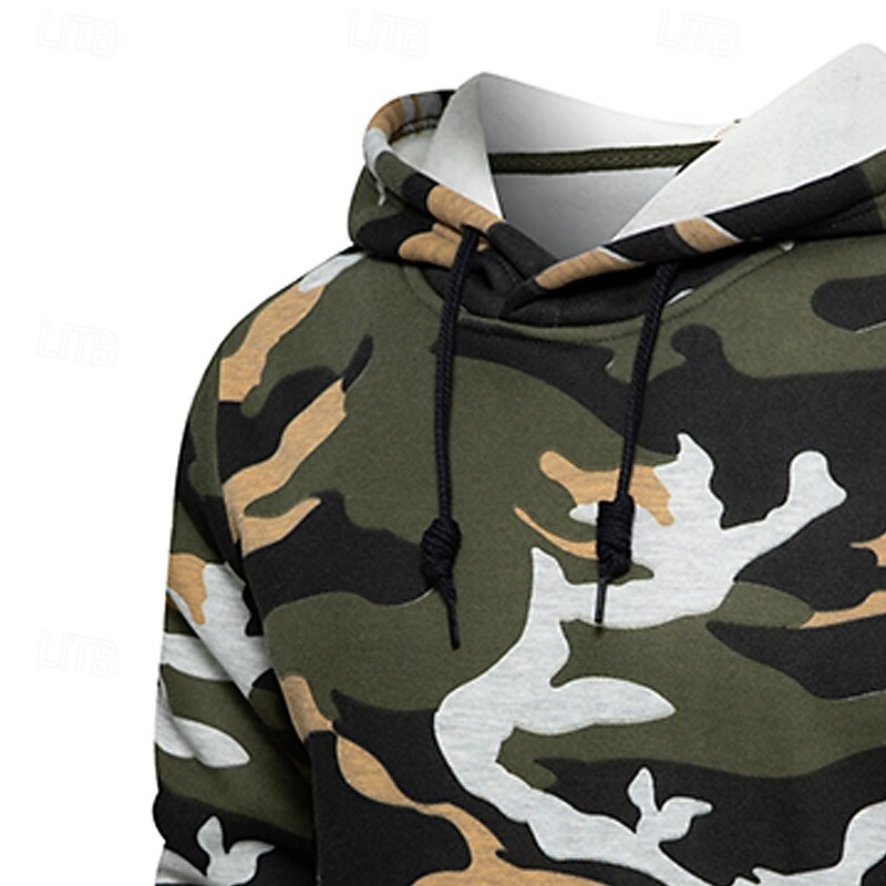 Men's Hoodie Pullover Hoodie Sweatshirt Camo Hoodie Army Green Khaki Camouflage Brown Hooded Camouflage Pocket Sports & Outdoor Casual Daily Streetwear Cool Sportswear Fall & Winter Clothing Apparel4