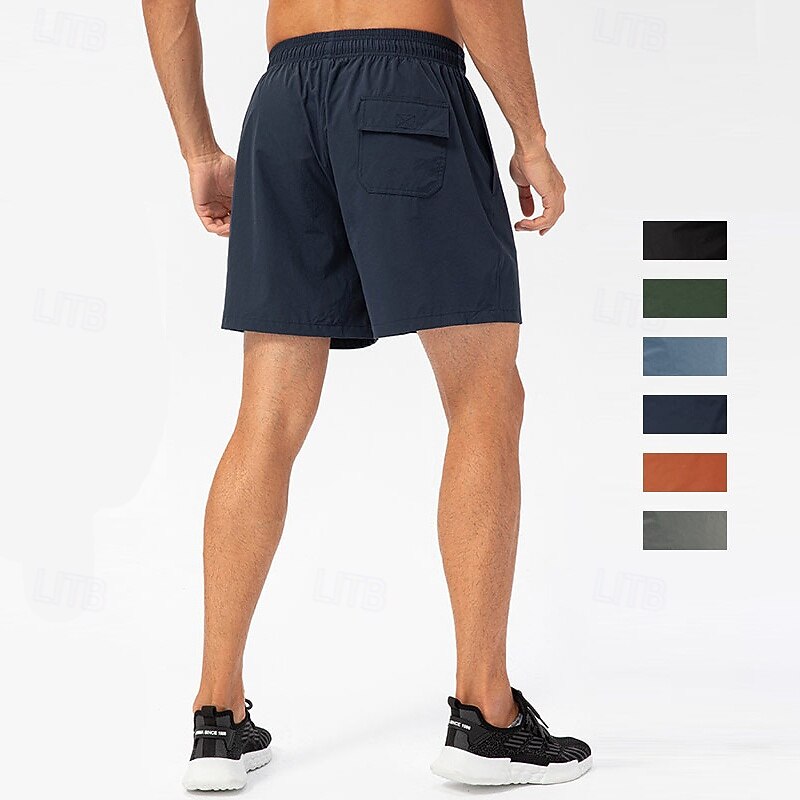 Men's Running Shorts Workout Shorts with Pockets High Waist Bottoms Athleisure Gym Workout Quick Dry Lightweight Gym Basketball Athletic Loose Fit Sportswear Activewear Solid Colored Black Blue Dark