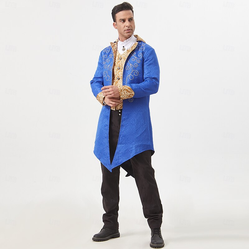 Medieval Renaissance Steampunk Coat Tailcoat Outerwear Prince Vampire Nobleman Fancy Dress Men's Halloween Carnival Performance LARP Ren Faire Adults Vest4