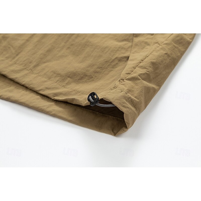 Men's Lightweight Jacket Outdoor Jacket Formal Outdoor UV Sun Protection UPF 100+ Pocket Hooded Summer Fall Solid Color Active Neutral Hooded Regular Black White Dark Green Khaki Light Grey Jacket4