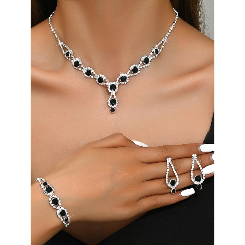 Women's Pink Crystal Jewelry Set - Sparkling Necklace, Bracelet and Earrings with Rhinestone Accents for Elegant Party and Evening Wear3