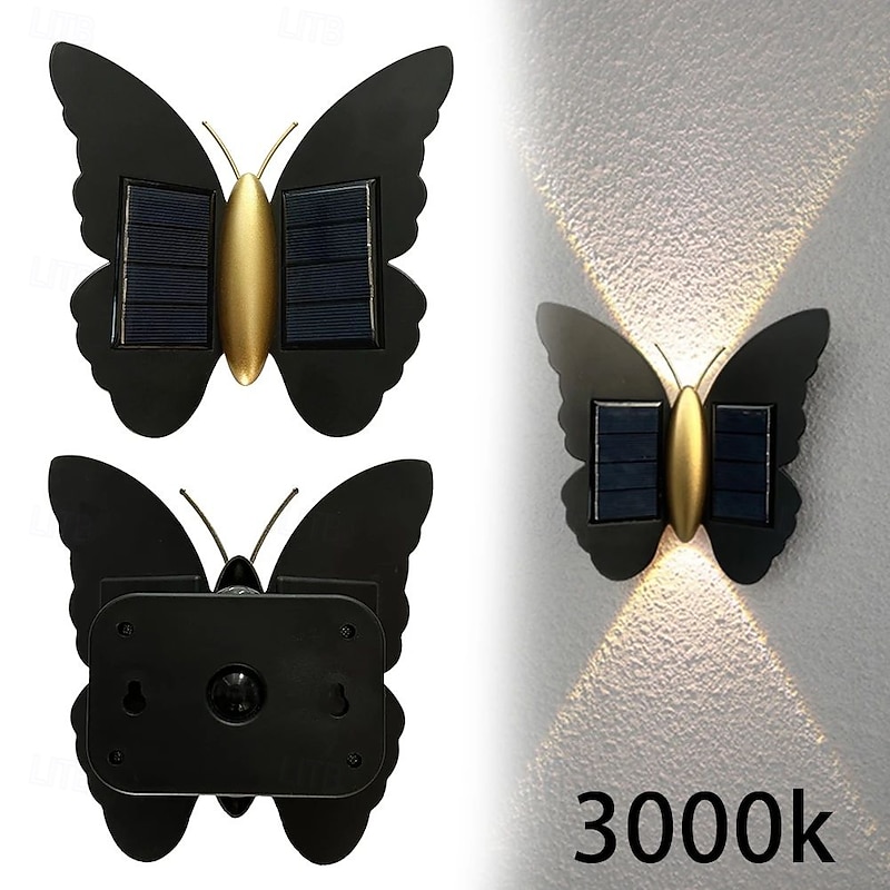 Outdoor Solar Wall Lamp Butterfly Wall Washer Lamp Waterproof Simple Modern Stair Aisle Wall Lamp Courtyard Balcony Porch Landscape Decoration4